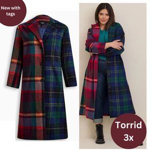 Wool button front coat - double print - Torrid - 3X